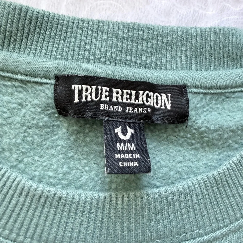True Religion Green Crewneck Logo Sweatshirt Pullover Size M